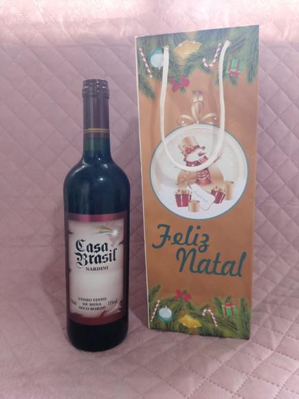 Sacola de Papel - Personalizada p/ Vinho32x12x7 c/ 10 Unidad