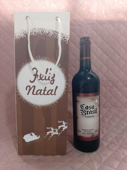 Sacola de Papel - Personalizada p/ Vinho32x12x7 c/ 10 Unidad