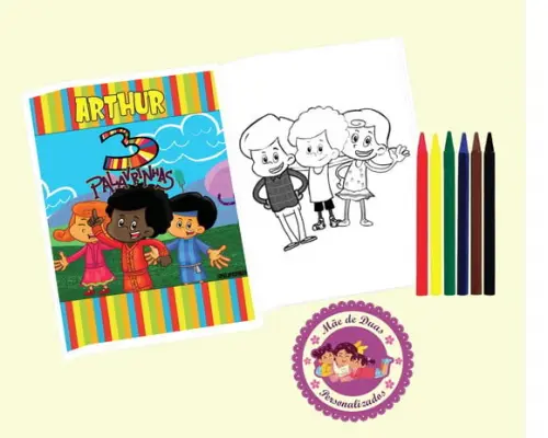 10 Livrinhos Personalizados + Giz de Cera