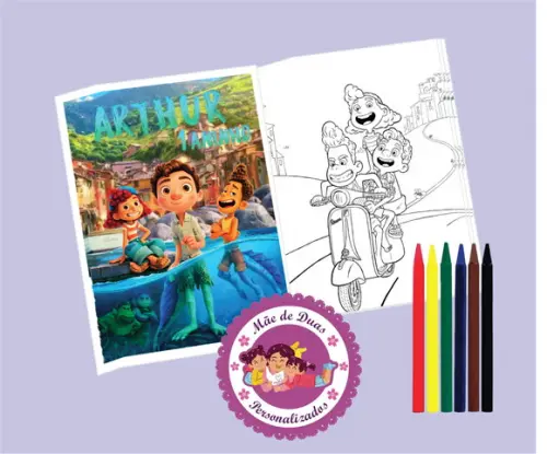 10 Livrinhos Personalizados + Giz de Cera