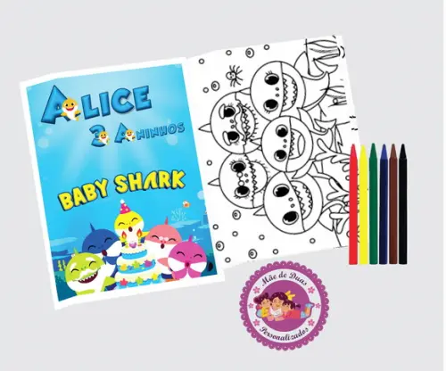 10 Livrinhos Personalizados + Giz de Cera