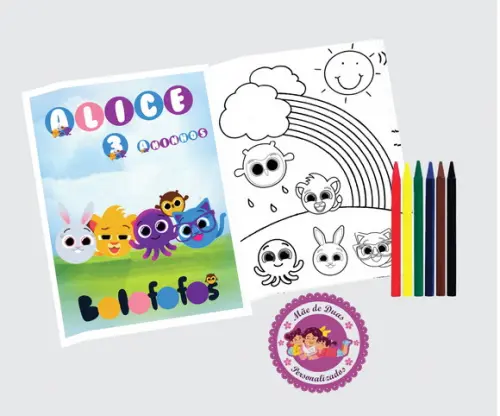 10 Livrinhos Personalizados + Giz de Cera