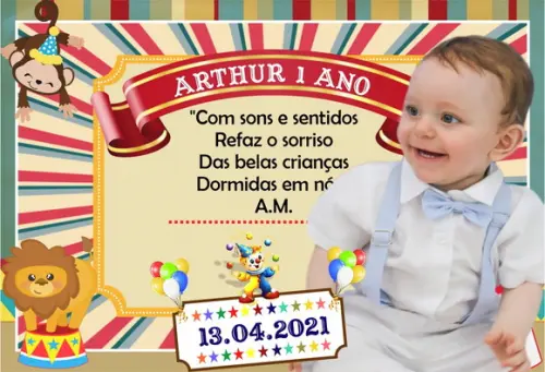 FOTO IMÃ - CIRCO MENINO - - C/ 20 Unidades