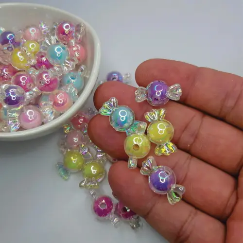 Miçanga Bala c Miolo 08mm Irisada Acrílico - 25gr (variada)