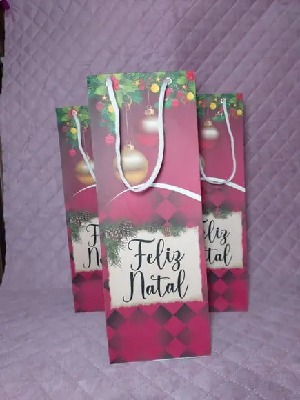 Sacola de Papel - Personalizada p/ Vinho32x12x7 c/ 10 Unidad