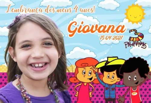 FOTO IMÃ PERSONALIZADO - 3 PALAVRINHAS - MENINA - C/ 20 UNIDADES
