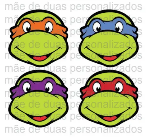 Mascara Personalizada c/ 10 Unidades - Tartarugas Ninja
