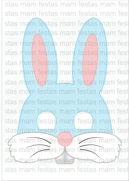 Mascaras Personalizadas c/ 10 Unidades - Coelho da Páscoa
