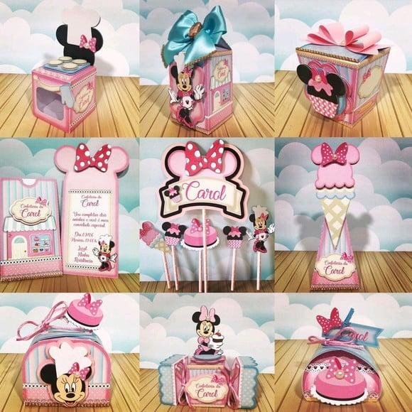Arquivo de Corte Digital Minnie Confeiteira Rosa Luxo