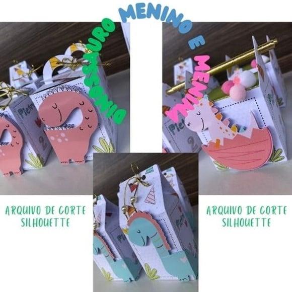 Arquivo de Corte Silhouette Dinossauro Menino e Menina Luxo