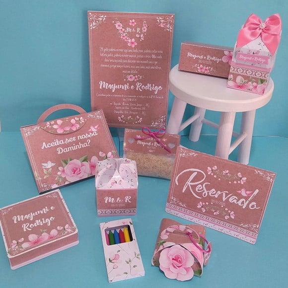 Kit Digital Arquivo de Corte Silhouette Casamento Luxo