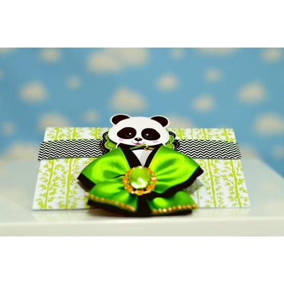 Arquivo de Corte Digital Convite Panda Menino Luxo