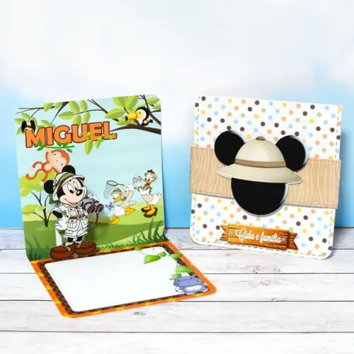 Arquivo de Corte Digital Convite Mickey Safari Luxo