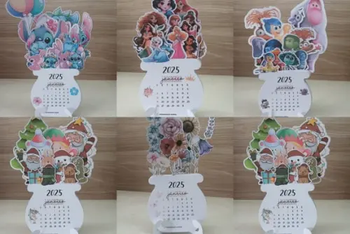 Arquivo Digital de Corte Calendários 2025 Personagens