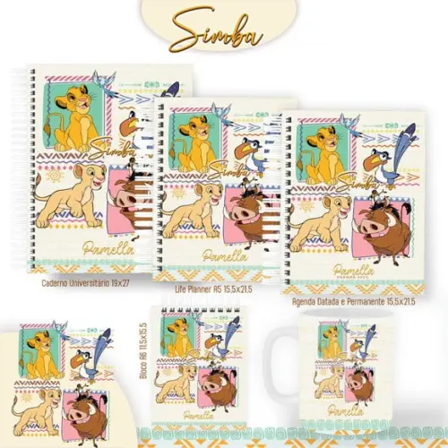 Combo de Capas Volta Ás Aulas Simba Rei Leão Png / pdf