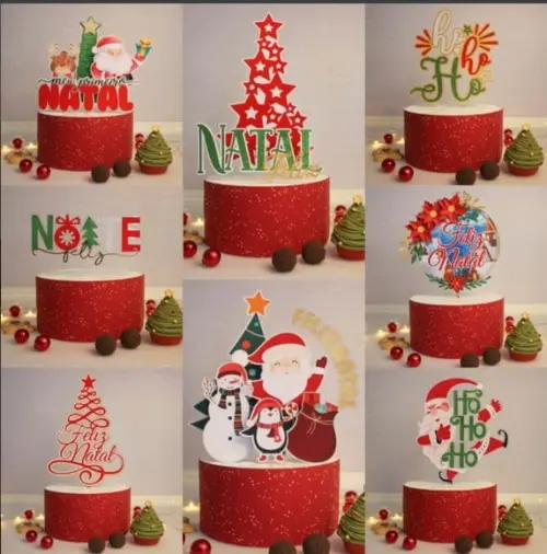 Arquivo Digital de Corte Topos de Bolo Natal e Ano Novo