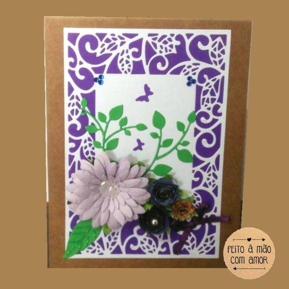 Cartão Caseiro - Flores Violetas