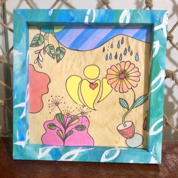 Quadro decorativo Anjos e Flores 1