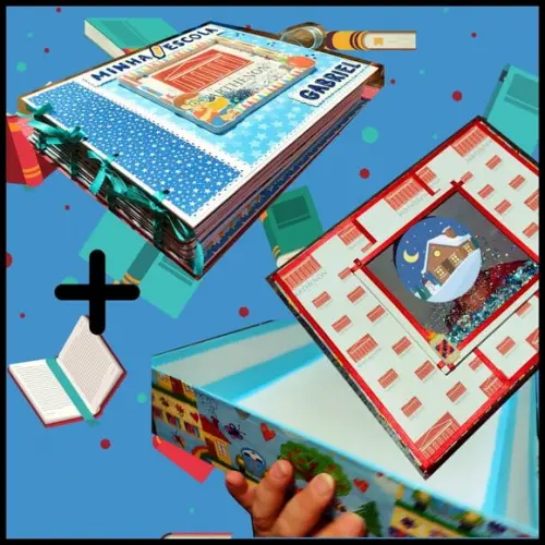Álbum de Fotos Personalizada Minha Escola Gigante com Caixa