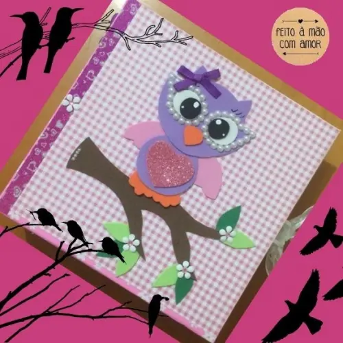 Álbum de Fotos Personalizado Corujinha Feliz