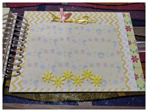 Álbum de Fotos Personalizado Ursinho Bebê - Rosa e Amarelo