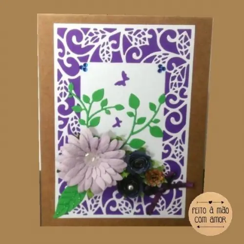 Cartão Caseiro - Flores Violetas