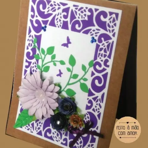 Cartão Caseiro - Flores Violetas
