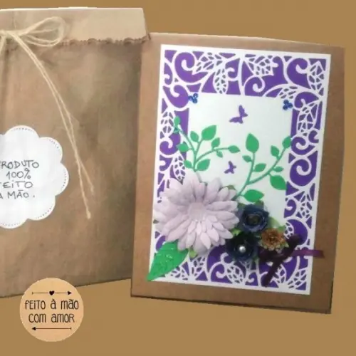 Cartão Caseiro - Flores Violetas