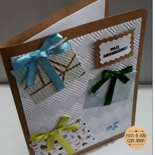 Cartão de Aniversário - Presentes I Rosas e Azuis