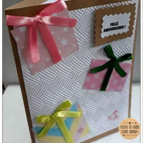 Cartão de Aniversário - Presentes I Rosas e Azuis