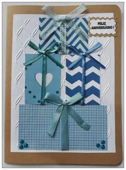 Cartão de Aniversário Presente Ii (azul e Rosa)