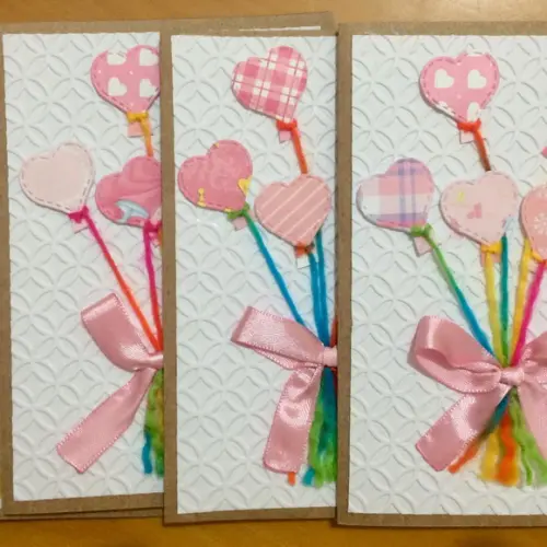 Cartões de Aniversário - Corações Azuis e Rosas