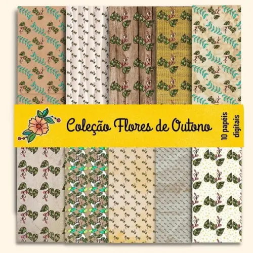 Coleção de Papéis Digitais Flores de Outono