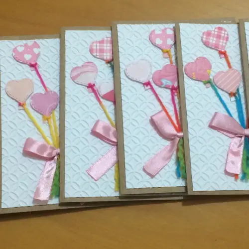 Cartões de Aniversário - Corações Azuis e Rosas