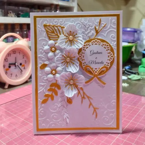 Convite de Casamento - Brilho Dourado