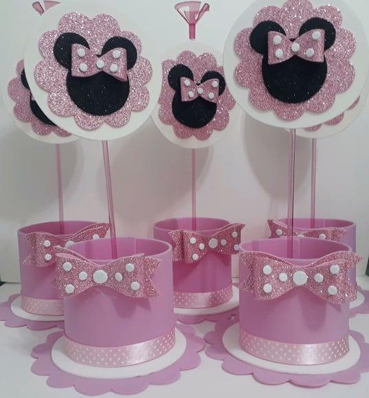 Centros de Mesa Minnie Rosa
