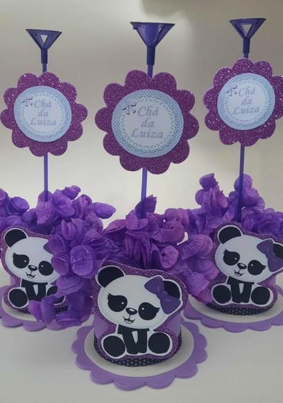 10 Centros de Mesa Panda Lilás