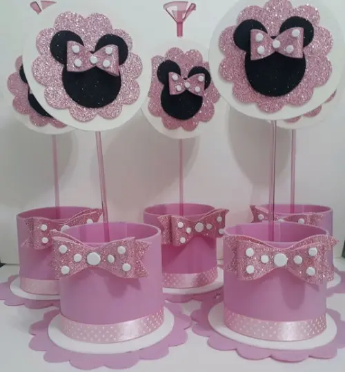 Centros de Mesa Minnie Rosa
