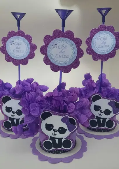 10 Centros de Mesa Panda Lilás