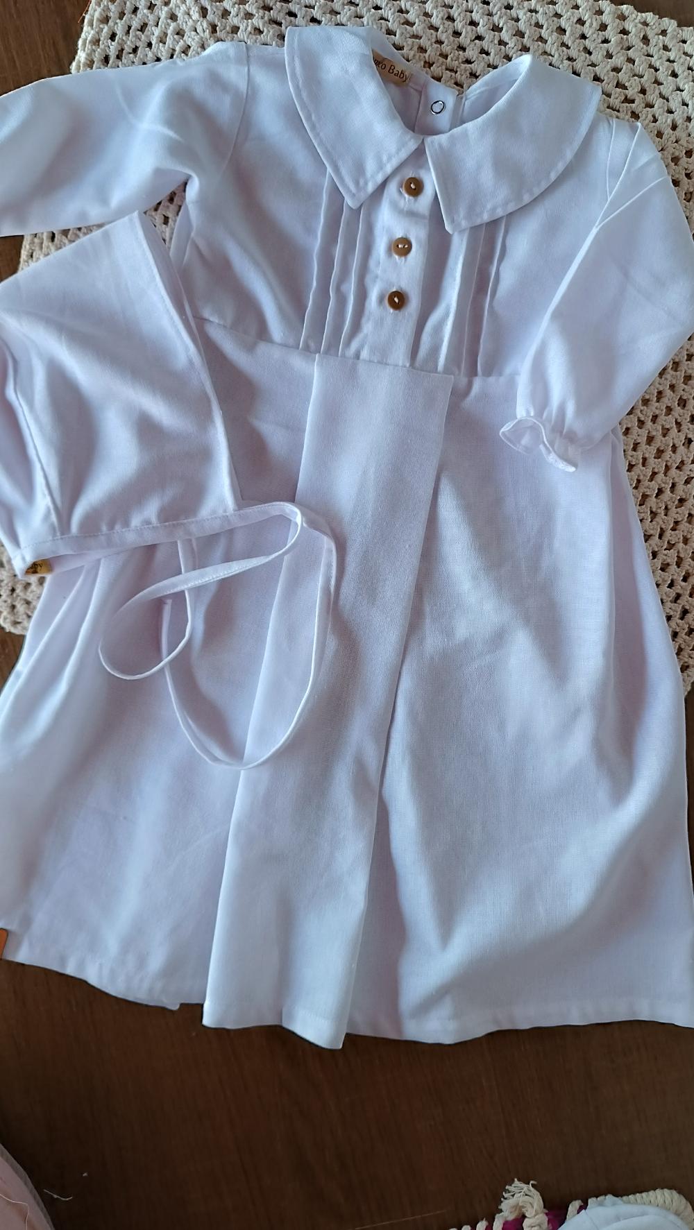 Mandrião e touca para batizado Alva