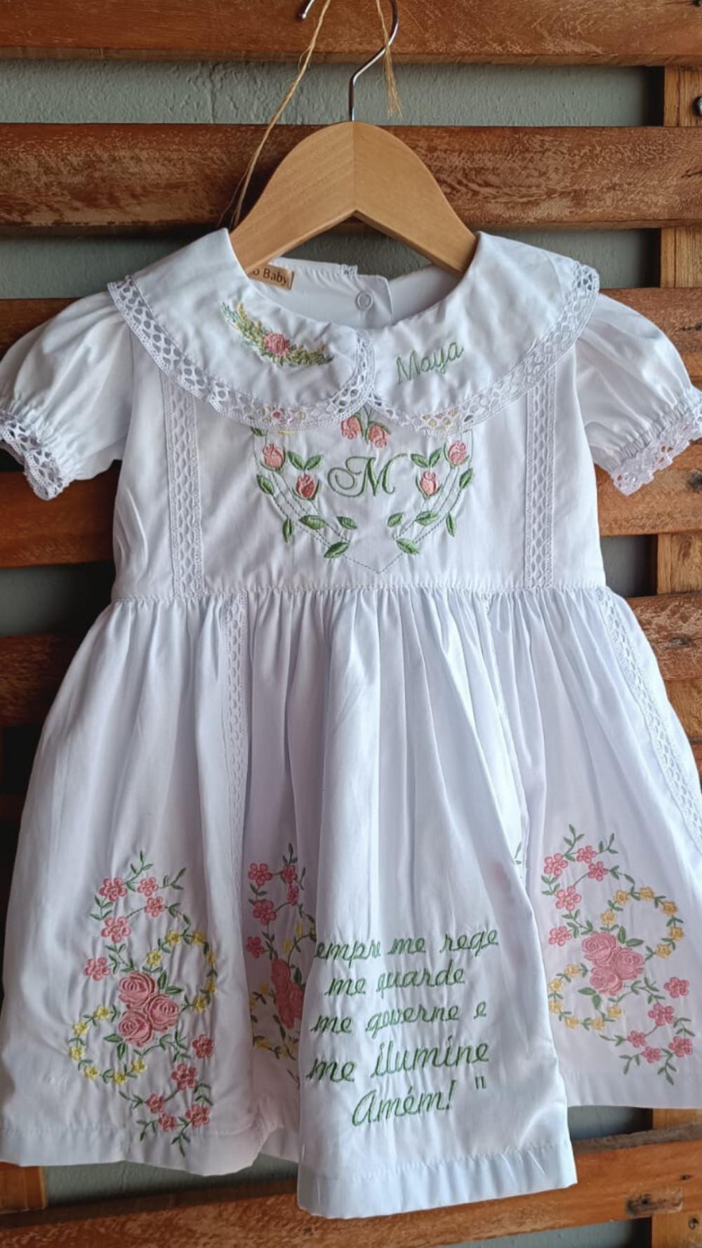 Vestido Branco de Menina para Batizado Personalizado
