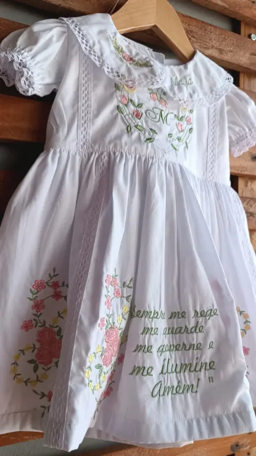 Vestido Branco de Menina para Batizado Personalizado