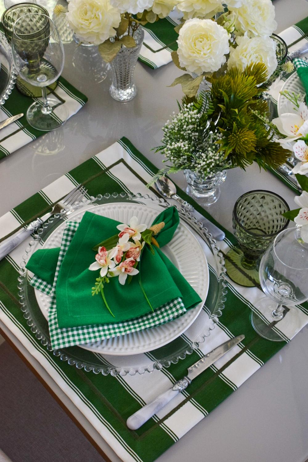 Mesa Posta dia dos Pais Verde e Branca 4 Lug