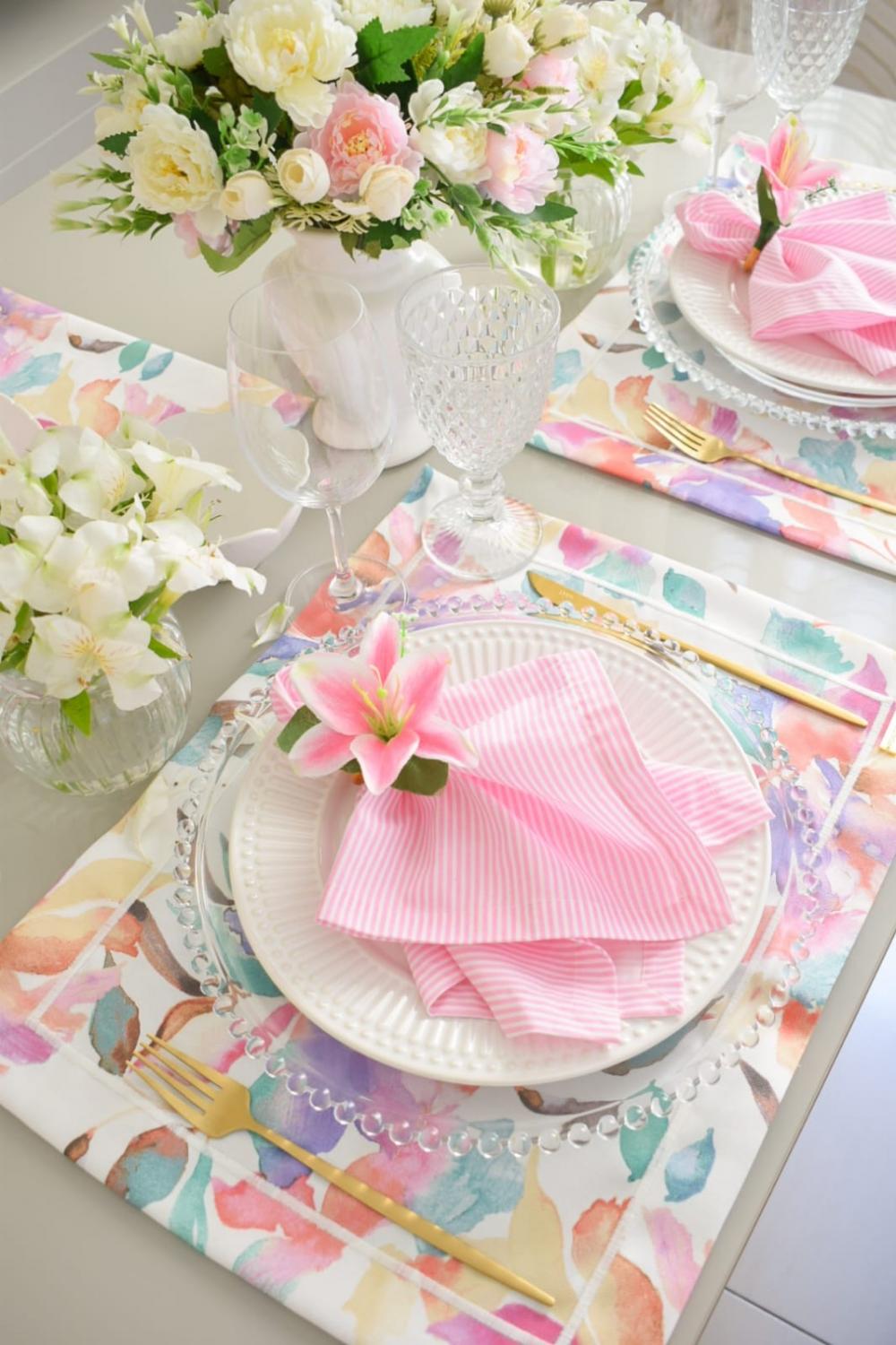 Kit Mesa Posta Aquarela Impermeável 4 Lugares