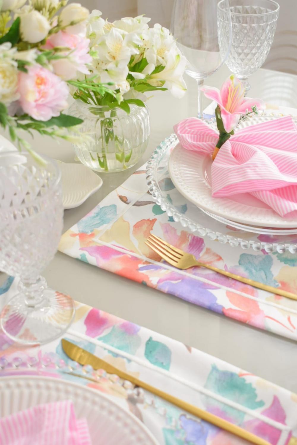 Kit Mesa Posta Aquarela Impermeável 4 Lugares