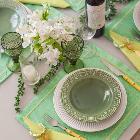 Kit Mesa Posta Verde 4 Lugares