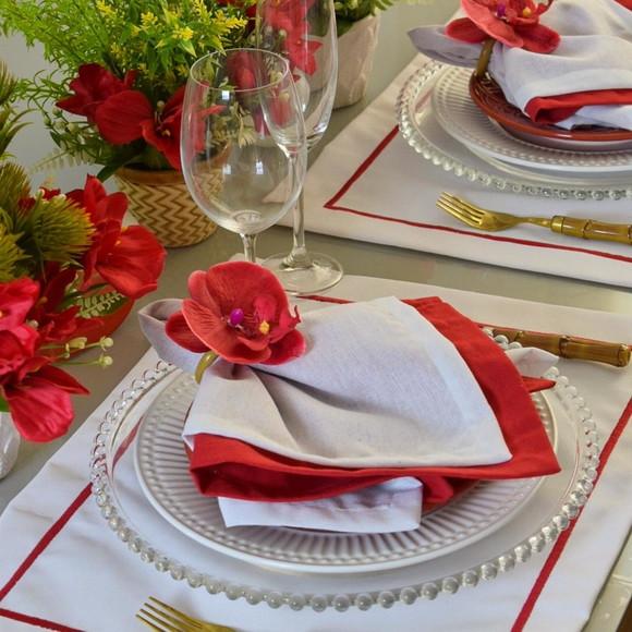 Mesa Posta Vermelha e Branca 10 Lugares