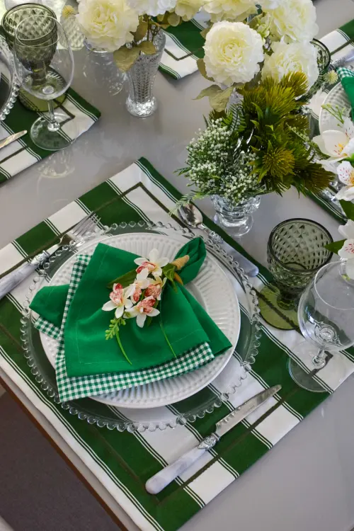 Mesa Posta dia dos Pais Verde e Branca 4 Lug