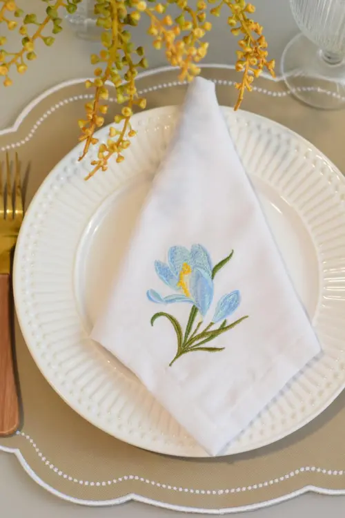 Kit Mesa Posta Orquídea Azul / 4 Lugares Impermeável