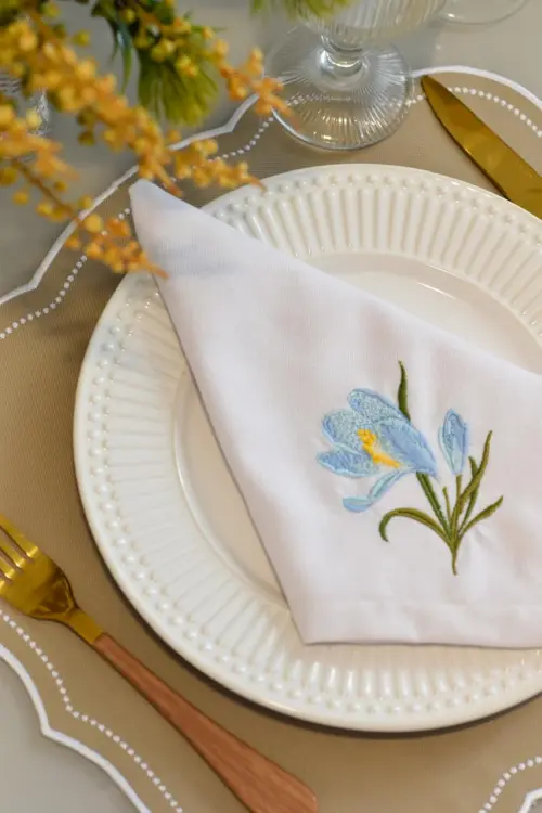 Kit Mesa Posta Orquídea Azul / 4 Lugares Impermeável